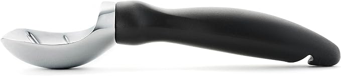 Spring Chef Heavy Duty Ice Cream Scoop with Comfortable Handle - Professional Ice Cream Scooper for Gelato, Sorbet, Cookie Dough, Melon, Frozen Yogurt - Dishwasher Safe Metal Kitchen Tool - Black