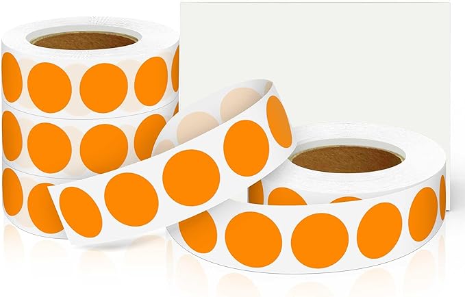 3/4 inch Round Sticker Labels,4 Rolls of 4000 Permanent Adhesive Sealing Stickers for Home,Storage, Moving and Organization(Orange)