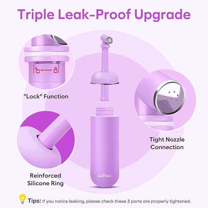 Easy@Home Portable Travel Bidet: Peri Bottle for Postpartum Essentials - Handheld Sprayer Kit for Perineal Care & Personal Hygiene | 380ml (12.8oz) | Women & Men | EPB-01 Pink