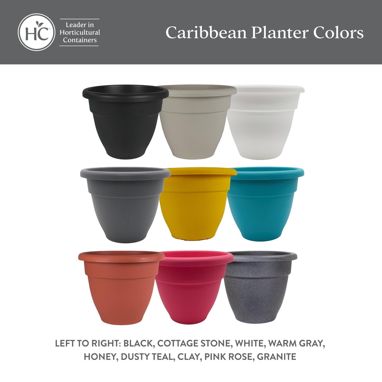 The HC Companies Caribbean Planter Pot - Outdoor & Indoor Plant Pot with Drainage Hole & Plug - Rolled Rim Plastic Pots for Plants & Flowers - Decorative Plant Pot (16" Pink Rose, Pack of 1)