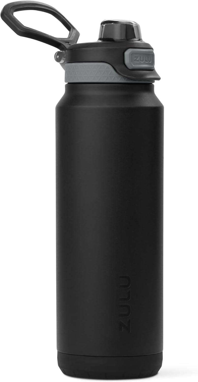 ZULU Powerfill Pro 32oz Stainless Steel Water Bottle with Quick Fill Lid, Triple Walled Vacuum Insulated Metal, Leak Proof Locking Lid, Sip and Chug, Reusable BPA Free, Black