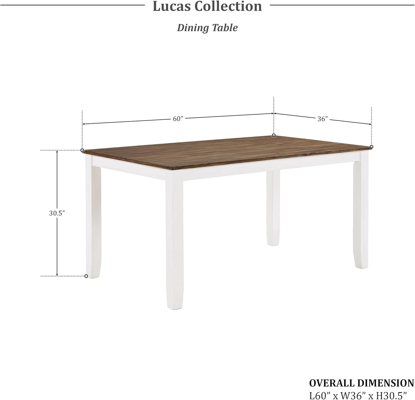 Lexicon Dining Table Set for 6 with Chairs, Solid Wood 7 Piece Farmhouse Dining Room Table and Chairs Set of 6, Cross Back, Easy Assembly Seater for Indoor Home, Dinner, Kitchen, Cherry/White