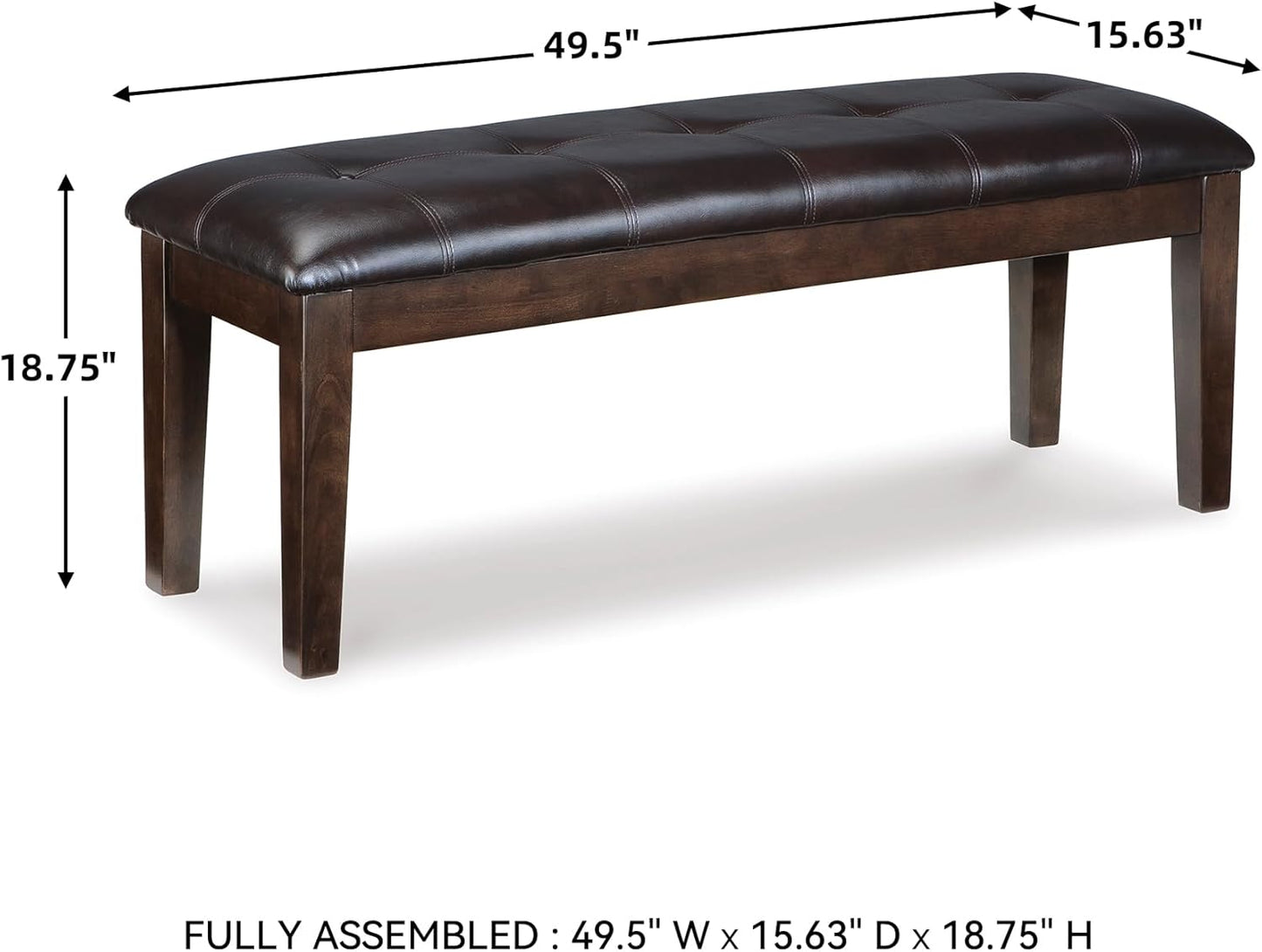 Signature Design by Ashley Haddigan Traditional Upholstered Dining Room Bench, Dark Brown