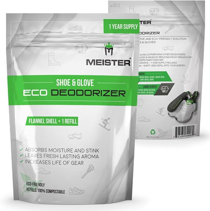 Meister Shoe & Glove Eco Deodorizer + Refill - Absorbents Stink, Powerful, Embossable - 1 Year Supply