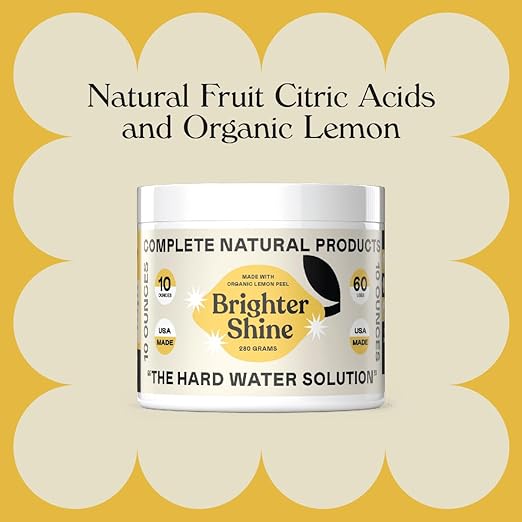 Brighter Shine - 60 Uses, Natural Lemon Dishwasher Additive & Citric Acid Cleaner, Hard Water Spots Remover