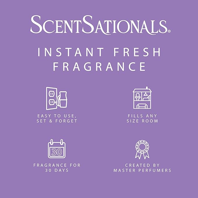 Scentsationals Fragrance Oil Plug in Air Freshener Refills 3-Pack - Sea Salt Lavender - Works with Scentsationals Wall Plugs, Long-Lasting Home Fragrance, 0.8 fl oz Each, Packaging May Vary