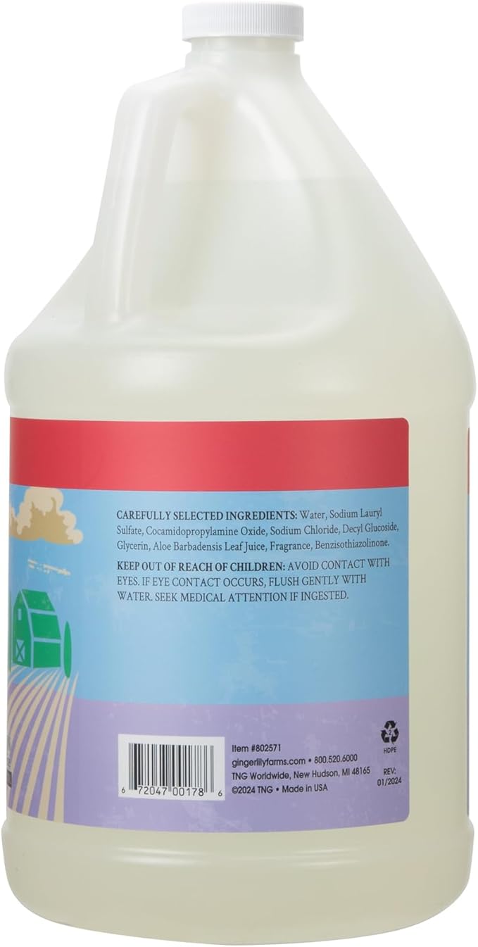Ginger Lily Farms Botanicals Plant-Based Liquid Dish Soap, Concentrated Formula with Max Grease Cleaning Power, Cruelty-Free, Apple Pear Scent, 1 Gallon (Pack of 4)