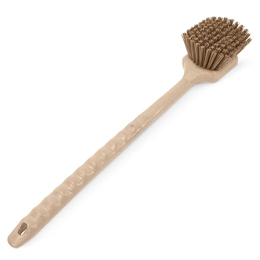 SPARTA 40501EC25 Plastic Large Scrub Brush, Kitchen Brush, Utility Brush With Long Handle For Cleaning, 20 Inches, Tan