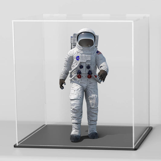 Acrylic Box with Matte Black Base, 5 inch Cube Clear Acrylic Display Case, Dust-Proof Display Case for Collectibles, Toys (5x5x5 inch)