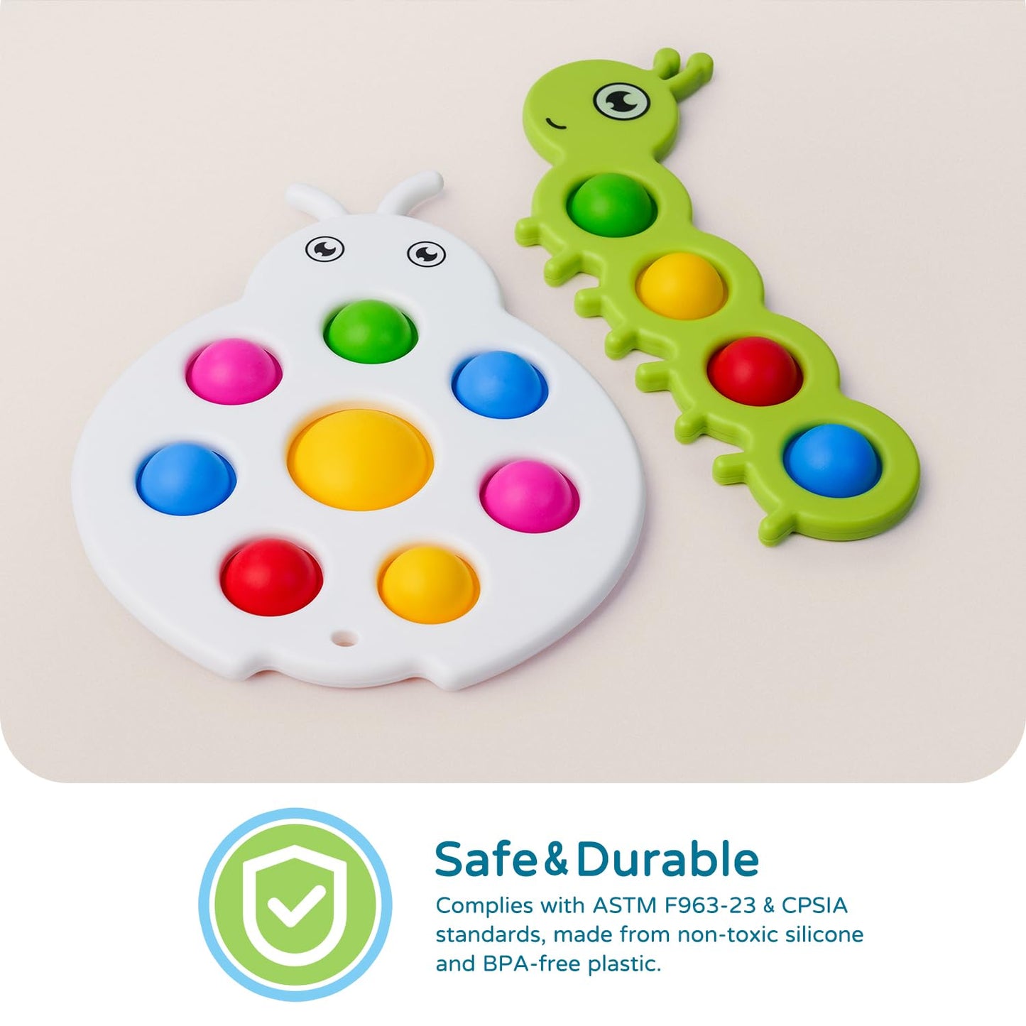 LiKee Fidget Popper Sensory Baby Toys for 10+ Months, Christmas Stocking Stuffers Push and Popping Busy Board, Montessori Toys for 1+ Years Old, Airplane Car Travel Toy for Toddlers 1-3 Stress Relief