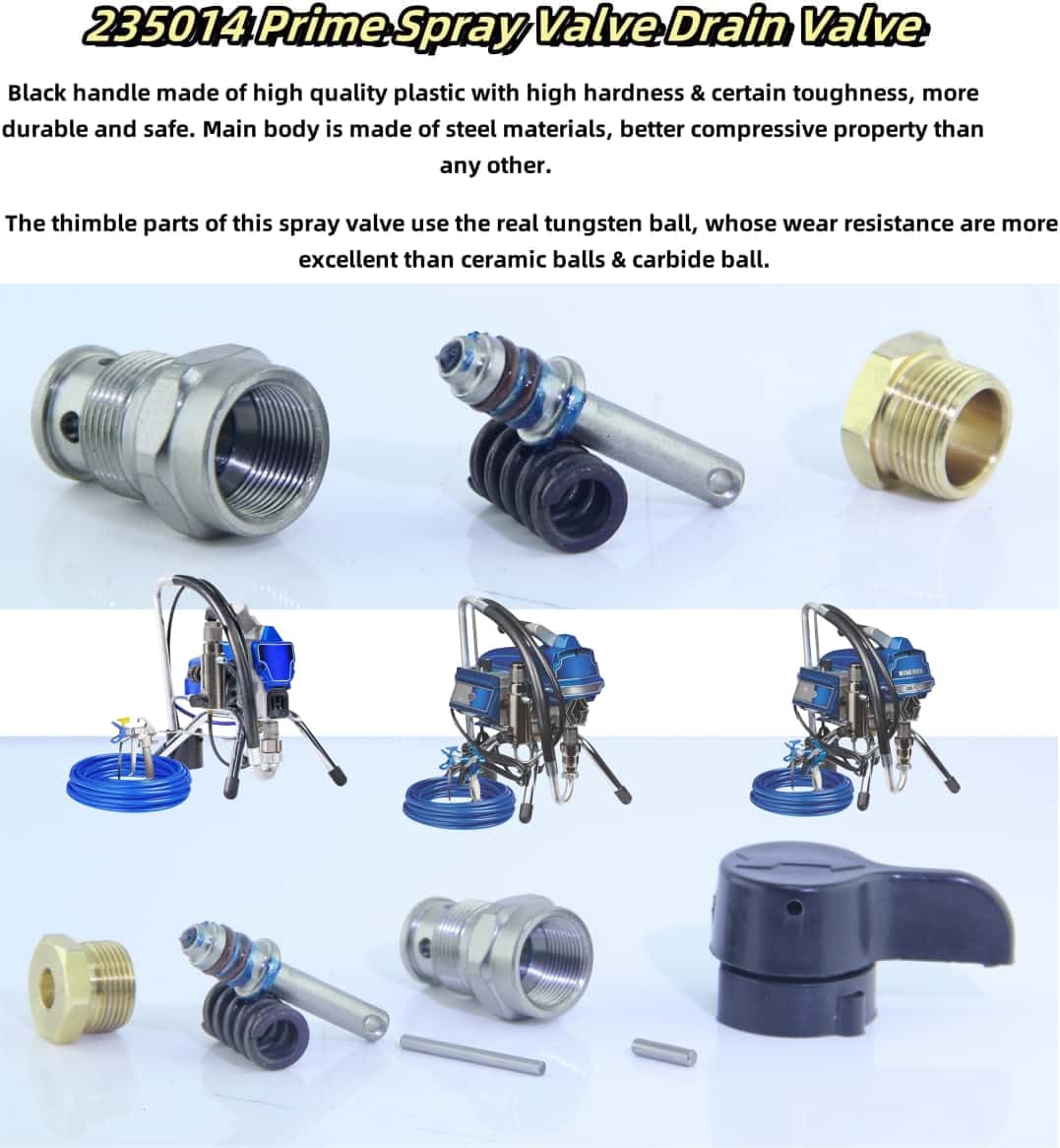 235014 Airless Prime Spray Valve Kit,Drain Valve Compatible with Graco 210 230 390 395 490 495 595 3400 Aftermarketr Airless Paint Sprayer,Replace Airless Spray Painting Machine Accessories 3 Pack