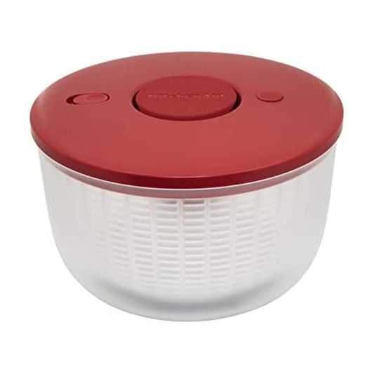 KitchenAid Universal Salad Spinner with Removable Bowl, Colander and One Handed Pump Mechanism, Large Bowl Nests and Features Non Slip Base, 7.43 Quart, Empire Red