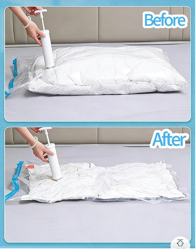 Vacuum Storage Bags for Travel and Home,Space Saver Bags for Clothes,(with Electric Pump and Hand Pump, Large, 8-Pack 80 * 100)