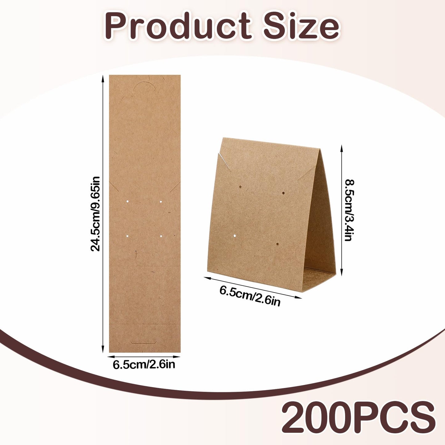 200 Pcs Standing Earring Display Cards Jewelry Display Cards Paper Hanging Earring Packaging for Small Business Jewelry Packaging Supplies Selling DIY Retail Show Photography Props
