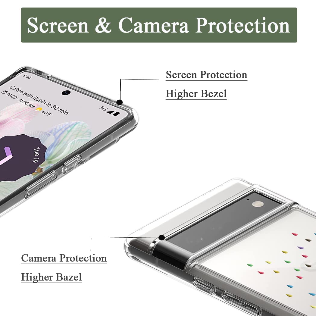 Unov Pixel 6 Pro Case Clear With Design Soft Tpu Shock Absorption Slim Embossed Pattern Protective Back Cover For Pixel 6 Pro 5G