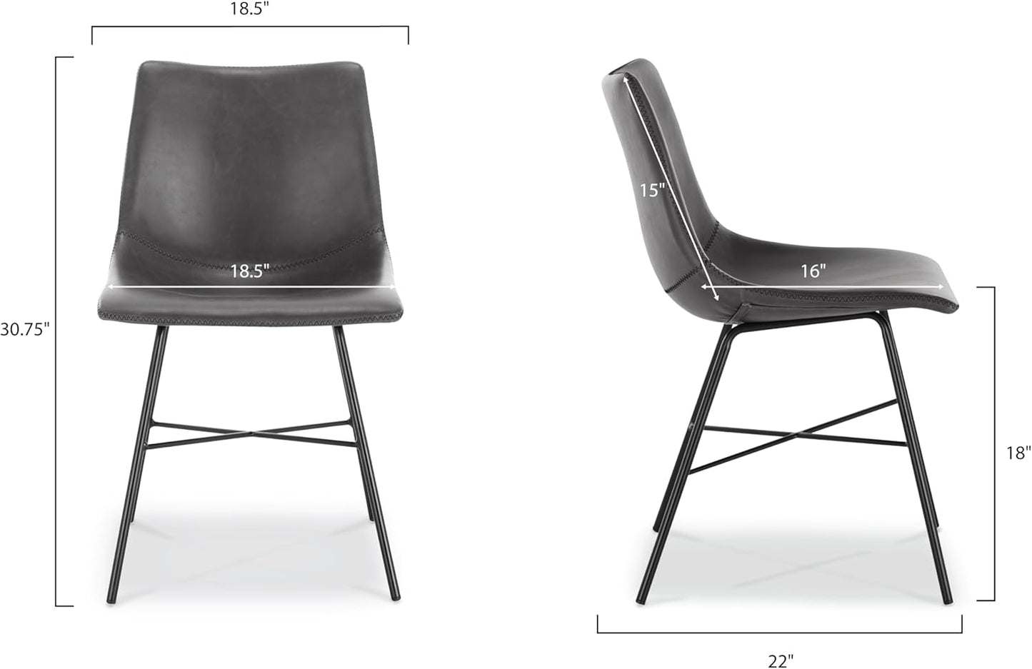 Poly and Bark Paxton Dining Chair, Set of 2 Grey