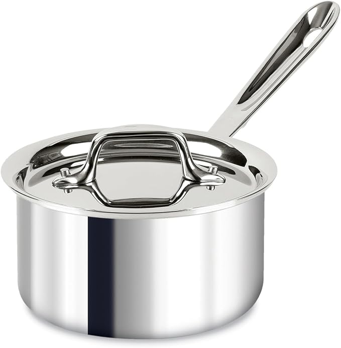 All-Clad D3 3-Ply Stainless Steel Sauce Pan with Lid 1.5 Quart, Induction Oven Broiler Safe 600F, Multipurpose, Compatible w/ All Cooktops, For Restaurant or Home Kitchen, Pots & Pans, Cookware Silver