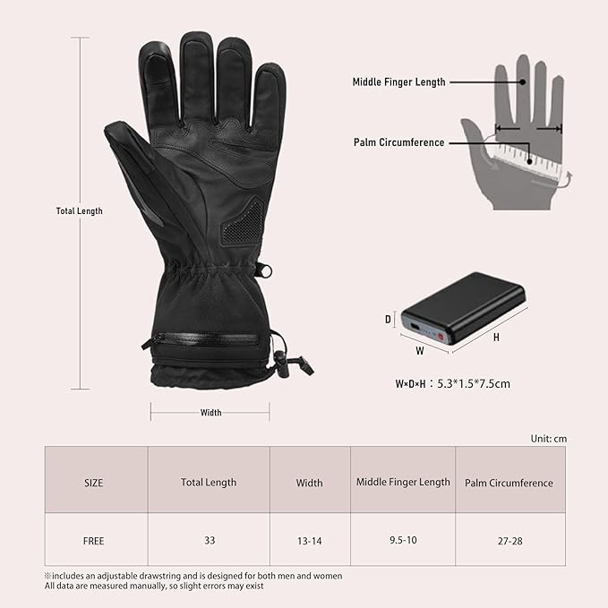 Heated Motorcycle Gloves for Men Women, 5V 5000mAh Rechargeable Battery, Upgraded Waterproof Windproof Non-Slip & Touchscreen Compatible, for Motorcycle Riding, Skiing, Hiking, Fishing, Hunting