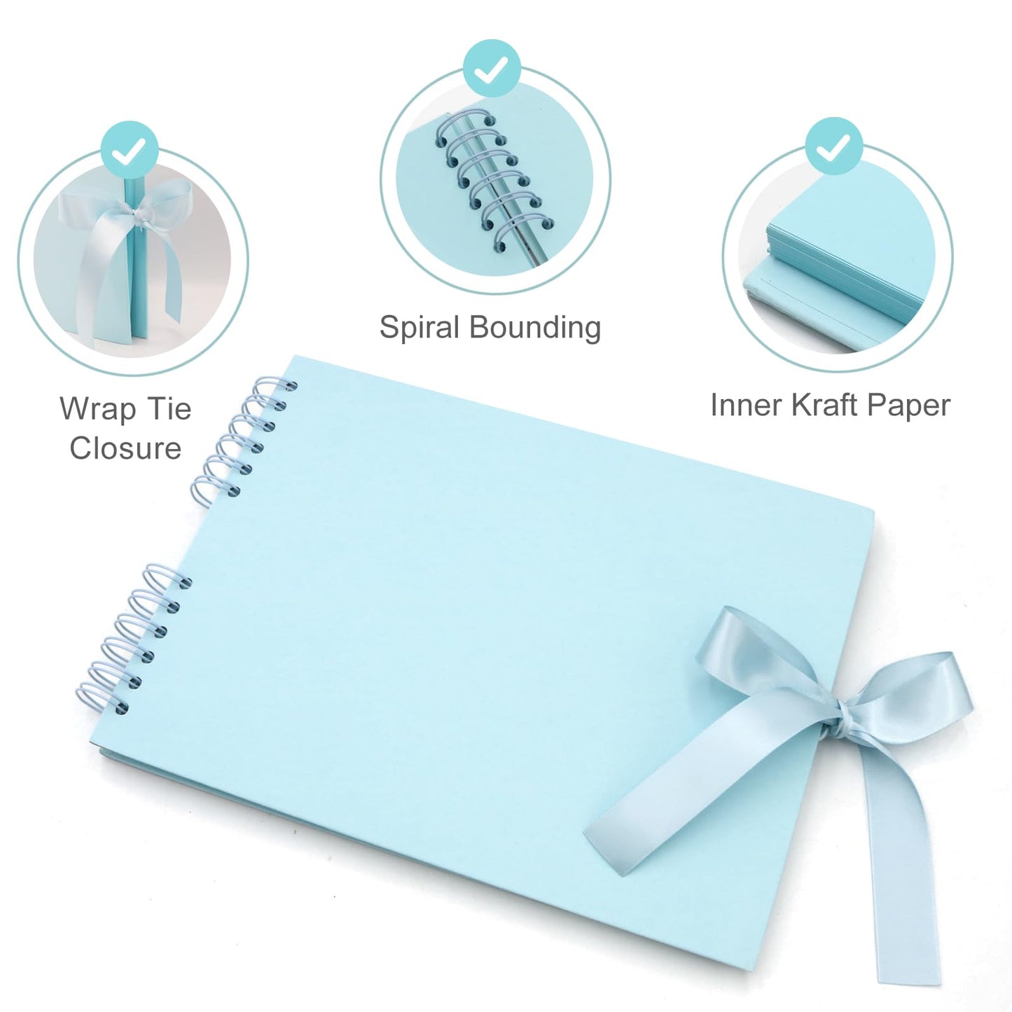 EVNEED 11.5 x 8.5 Inch Scrapbook Photo Album,Wedding Guest Book Anniversary Memory Scrapbooking,Wedding Photo Album with DIY Accessories Kit for Craft Paper DIY,Xmas Gift,80 Pages (40