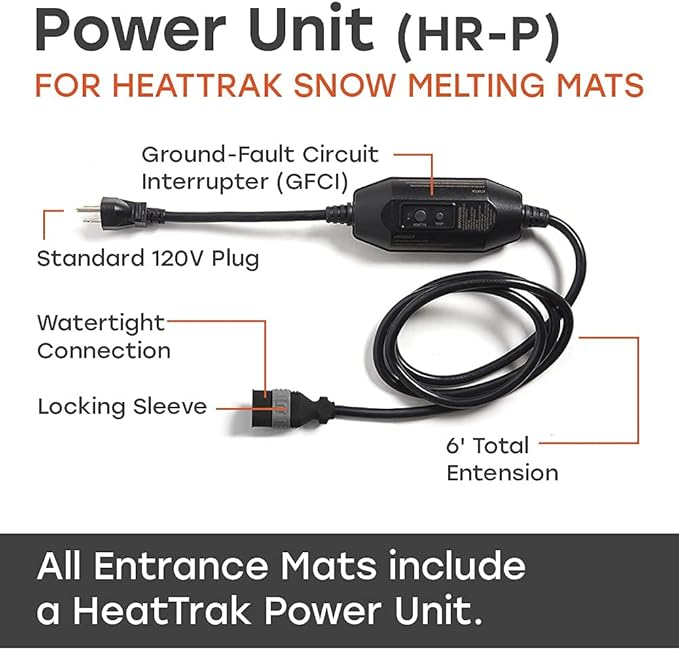 HeatTrak Heated Snow Melting Mats for Entrances - Heated Outdoor Mats - Snow Melting Mats for Winter Snow Removal - Trusted Snow and Ice Melt Products - No-Slip Heating Entrance Mats (24” x 36")