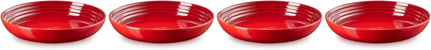 Le Creuset Stoneware Set of 4 Pasta Bowls, 8.5" each, Cerise