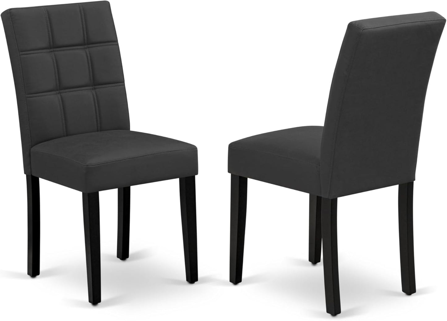 East West Furniture LGAS7-BLK-12 7 Piece Dinner Table Set Contain A Dining Table and 6 Dark Gray Polyester Fabric Person Chairs with Stylish Back- Black Finish