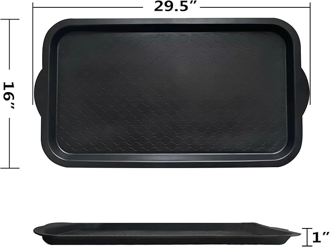 PetLike Boot Tray for Entryway, Pet Food Mat, Waterproof Rubber Shoe Mat for Indoor and Outdoor, Multi-Purpose Tray for Boots, Shoes, Pets, Garden (Black, 1PACK 29.5X16 INCH)