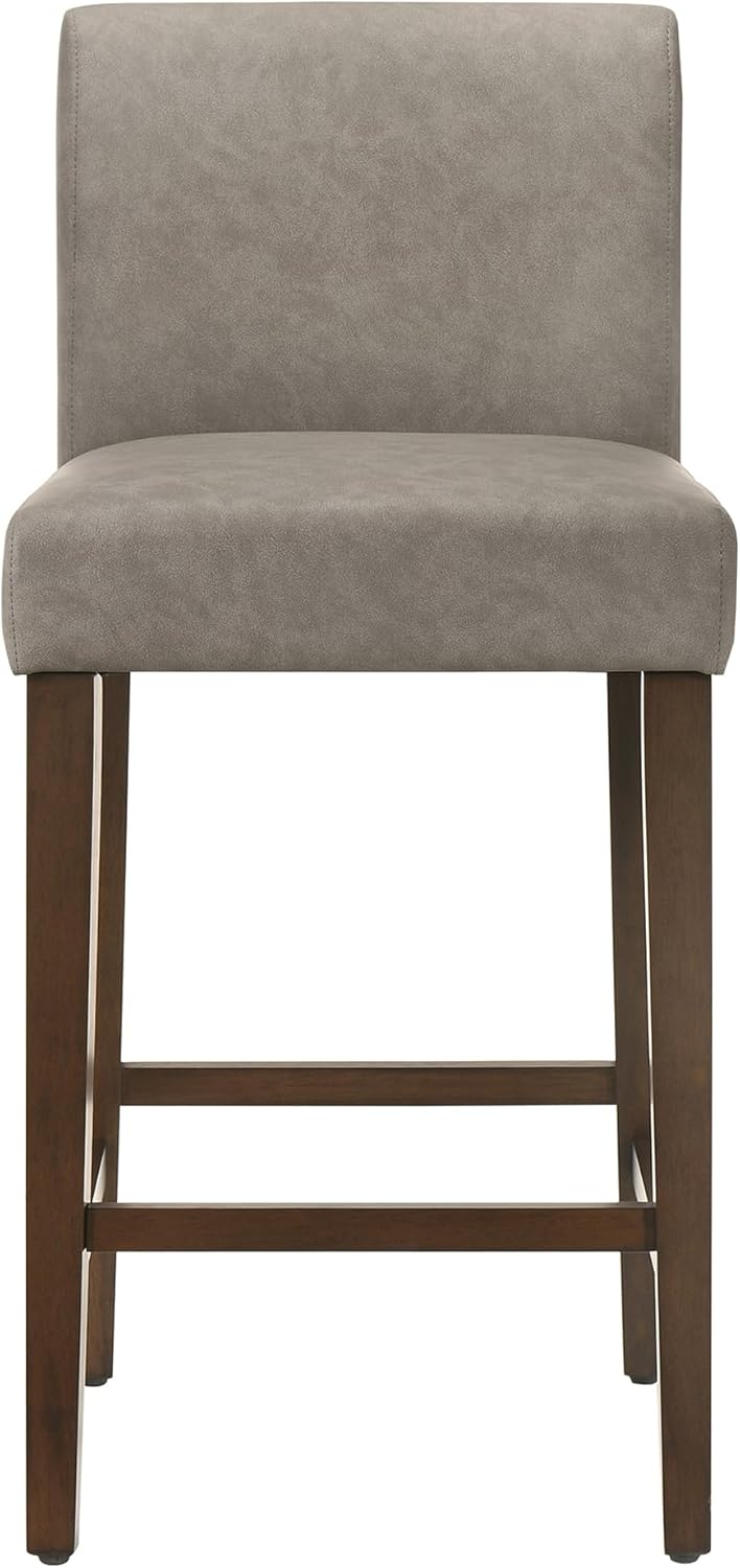 CHITA Counter Height Bar Stools Set of 2, 27" H Seat Height Upholstered Barstools, PU Leather in Stone Grey