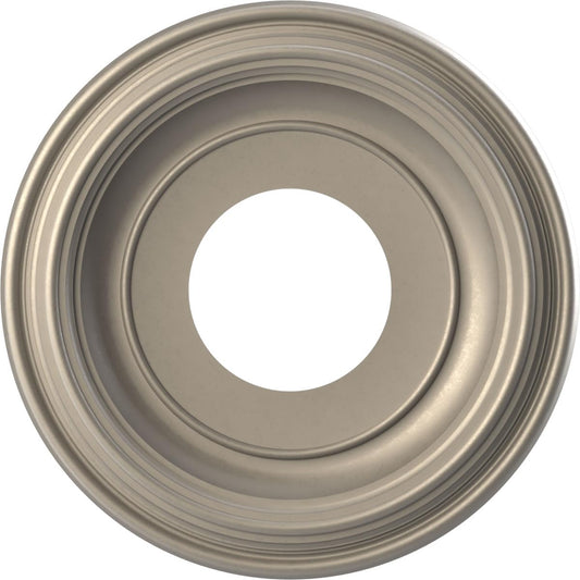 10Od X 3 1/2Id X 1 1/8P Traditional Thermoformed Pvc Ceiling Medallion (Fits Canopies Up To 5 1/2), Metallic Silver Metallic