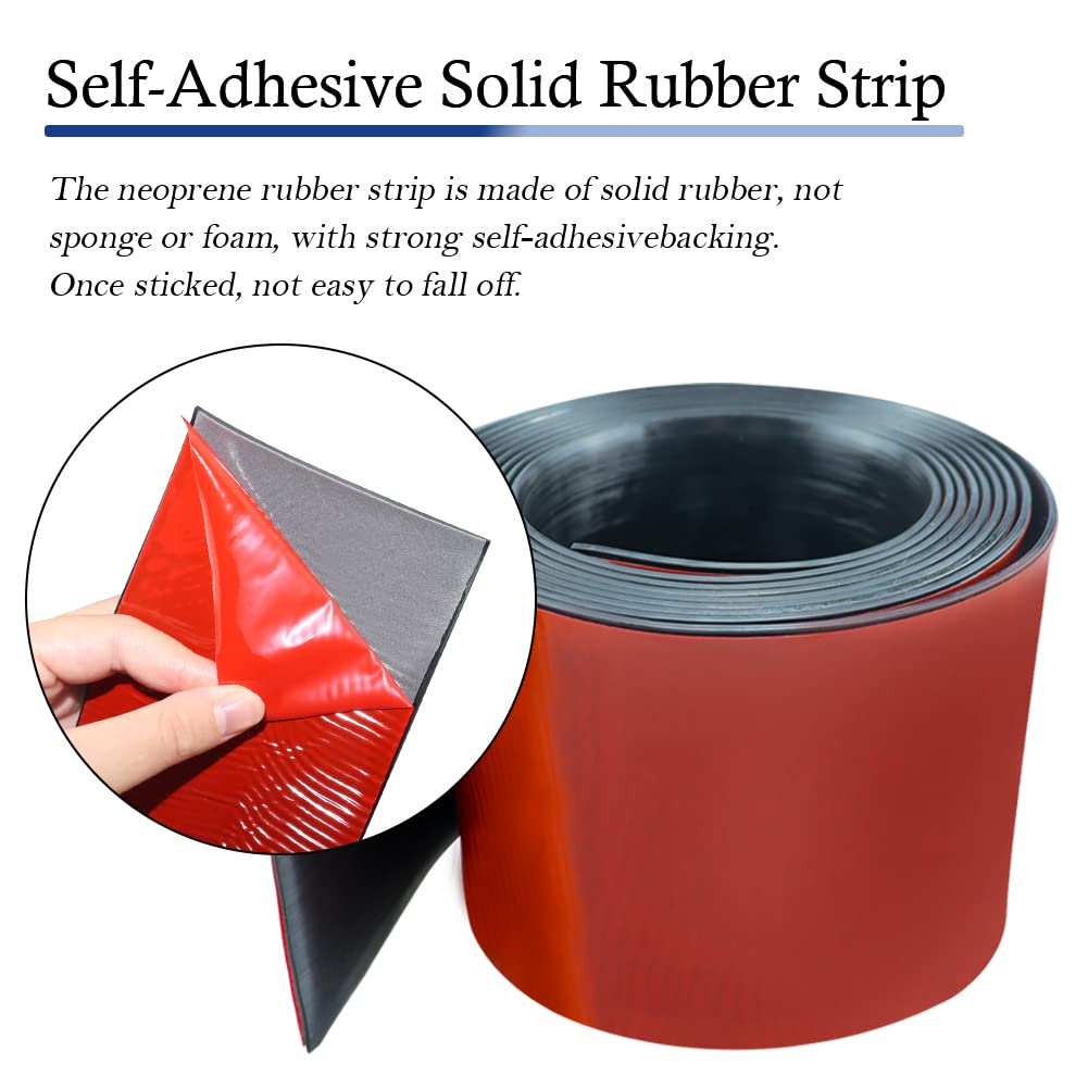 Neoprene Rubber Strips Self Adhesive Solid Rubber Sheets, Rolls & Strips for DIY Gaskets Crafts Pads Seals Warehouse Flooring Neoprene Sheet with Adhesive Backing (6" Wide x 1/5" Thick x 20' Long)