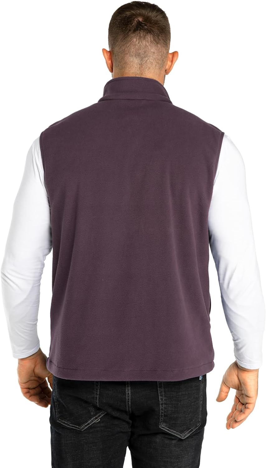 33,000ft Men's Fleece Vest, Lightweight Warm Zip Up Polar Vests Outerwear with Zipper Pockets, Sleeveless Jacket for Winter
