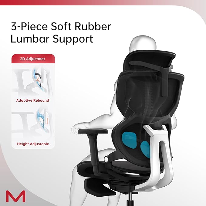 Ergonomic Mesh Office Chair with Footrest, Home Office Executive Chair with Lumbar Support, Ergonomic Computer Gaming Chair with Tilt Lock,Backrest, Home Desk Chair with High Back(Black)