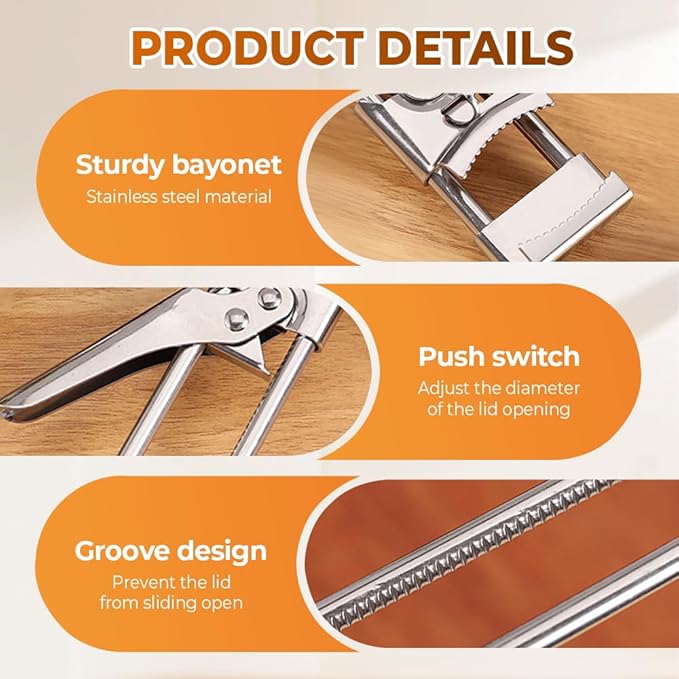Adjustable Stainless Steel Jar Opener, 2026 New Metal Jar Opener for Canning Lids, Multifunctional Can Bottle Jar Lid Opener for Seniors (1PC)