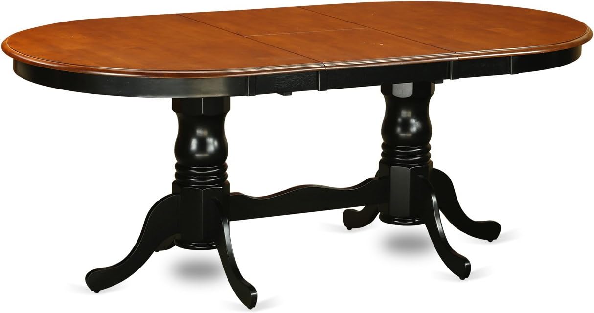 East West Furniture PLKE9-BCH-W 9 Piece Dining Table Set Includes an Oval Dining Room Table with Butterfly Leaf and 8 Wood Seat Chairs, 42x78 Inch, Black & Cherry