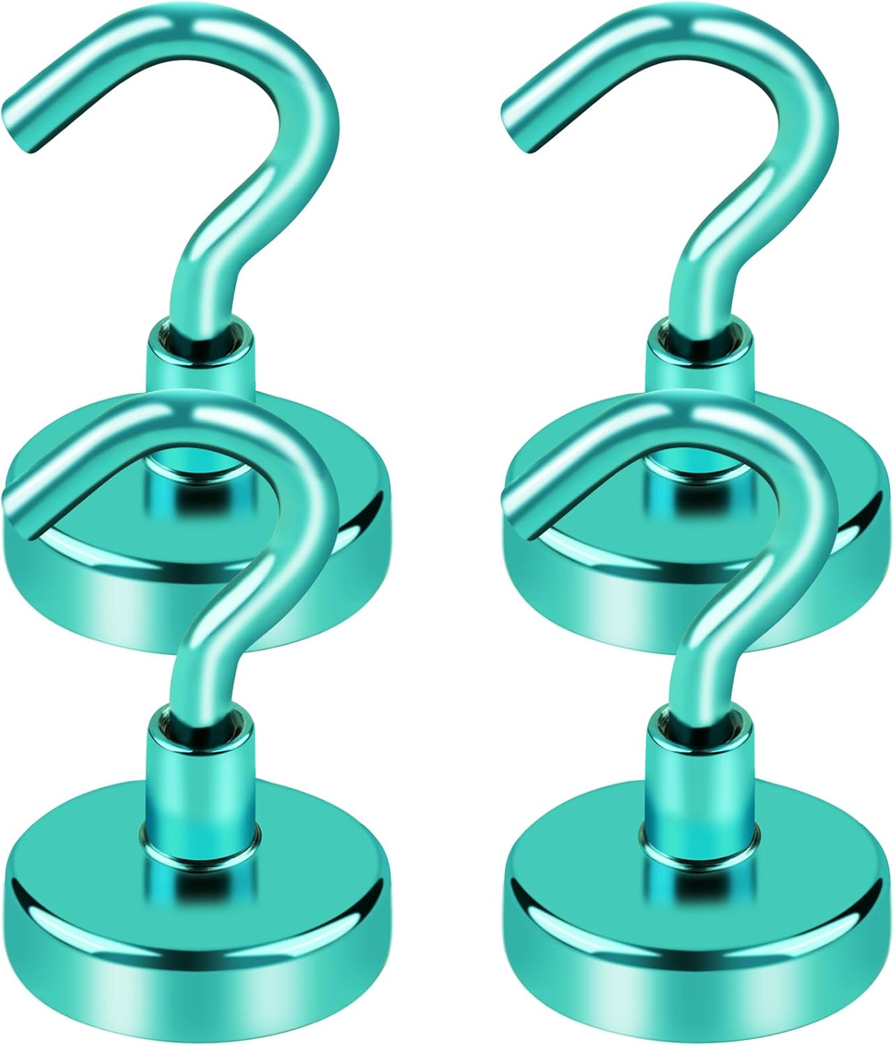LOVIMAG Strong Magnetic Hooks, 50Lbs Green Strong Magnet Hooks, Heavy Duty Magnets for Cruise Accessories, Magnetic Hooks for Refrigerator, Hanging, Ceiling, Tool Room Etc - 4 Pack