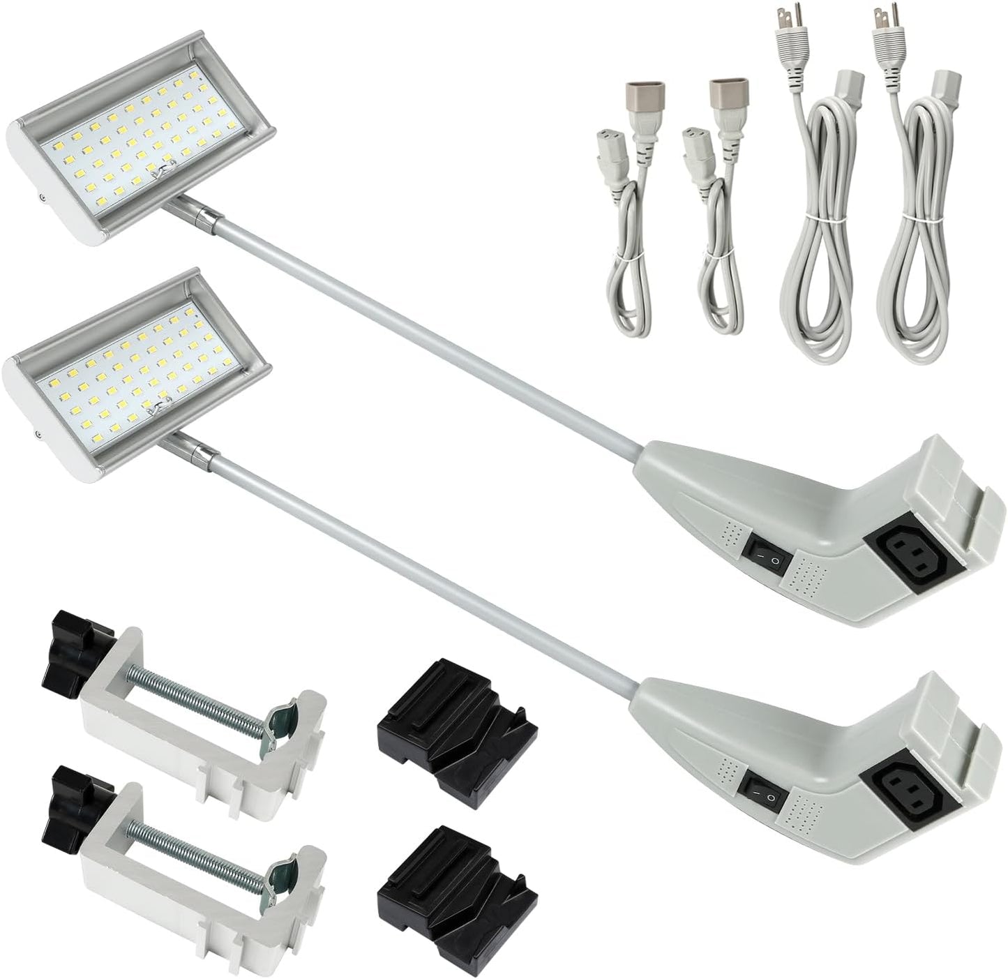 Trade Show Lights LED Display and Exhibit Arm Lighting, Connectable Tradeshow Lights Included Clamps, Mounting Brackets, Power Cables, Connect Cables (2pcs Grey)