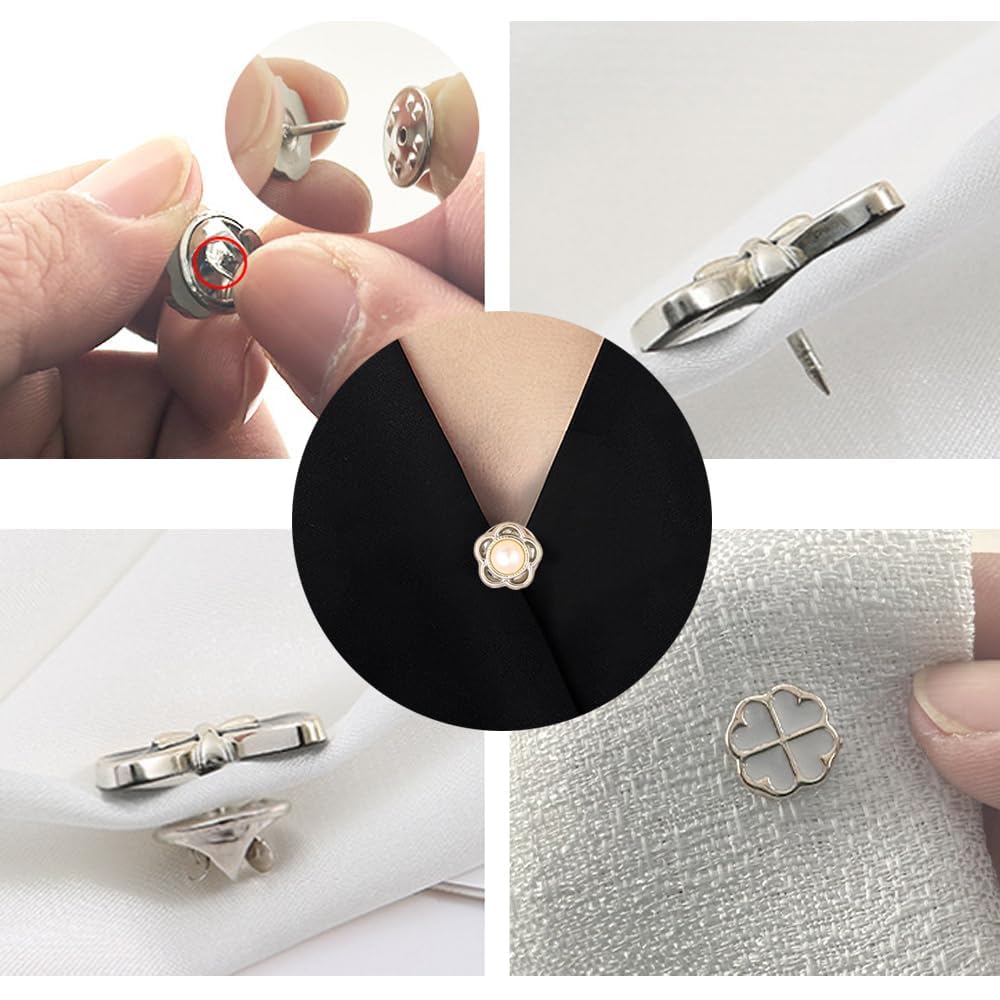 14 Pieces Brooch Safety Pins, Pearl Brooch Button Pin Pant Waist Tightener Pins for Clothes Sweater Shawl Collar Dress Cardigan Shirt Jeans Accessories for Women Girls(Chic)