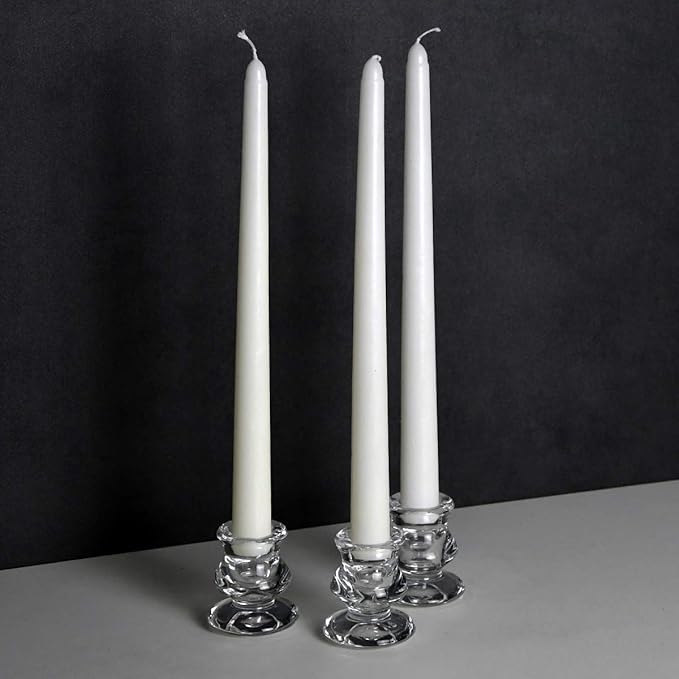 Clear Glass Candlestick Holders, Set of 6 Taper Candle Holders for Wedding, Decoration and Dinning