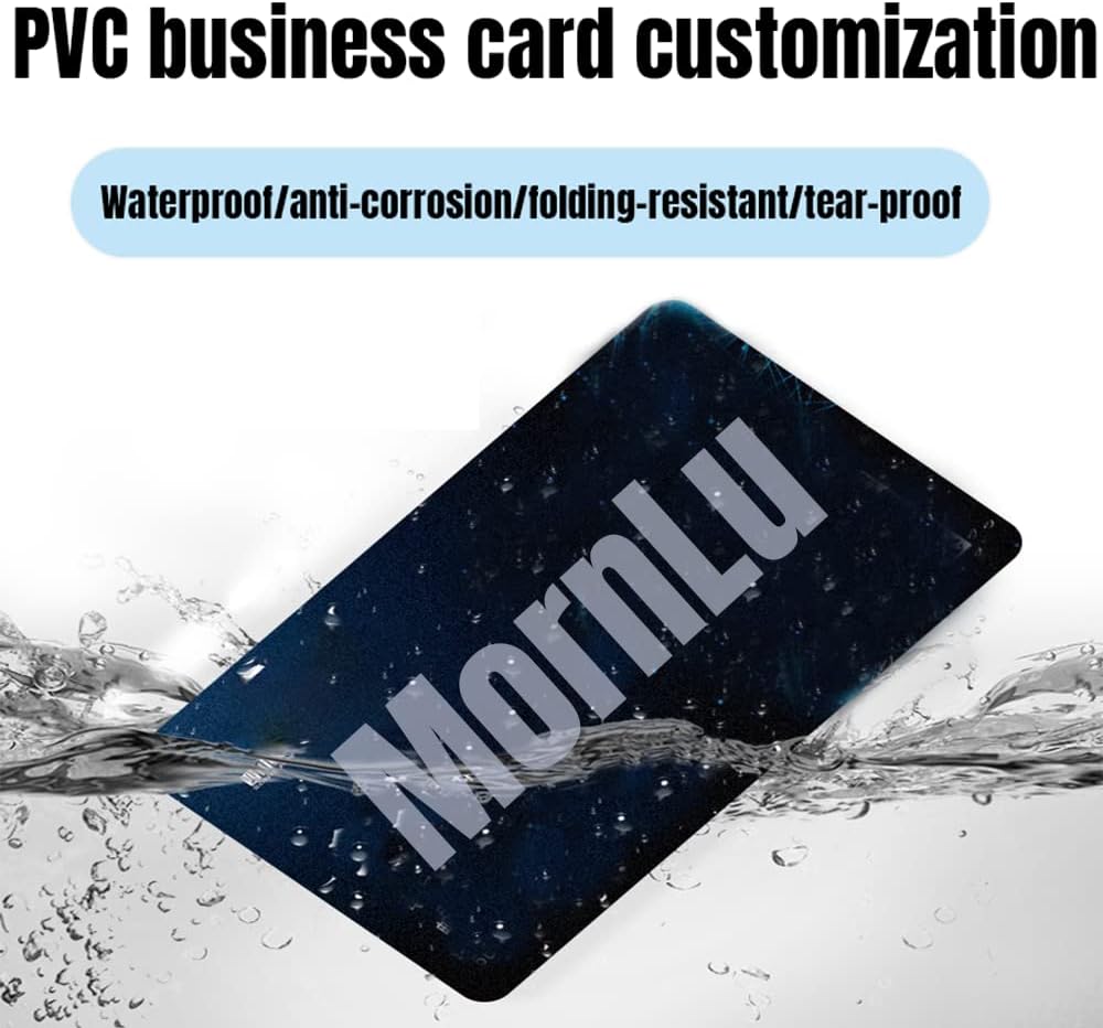 500Pcs Custom Business Cards PVC Waterproof Add Photo/Text/Logo Print Your Own Business Cards Personalized Double-sided Printed Glossy Matte Frosted 0.38mm Thickness