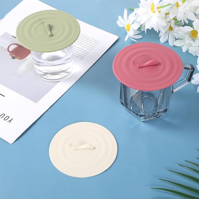 6 Pcs Silicone Lids for Cups, Silicone Cup Covers, 3.94 Inch Diameter Airtight Seal Lids, Universal Reusable Colorful Food Grade Anti-Dust Mug Cover Lid for Coffee, Tea, Drink Mugs (3 Colors)