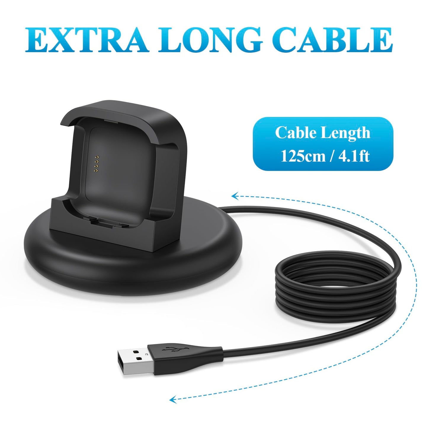 Vancle Charger For Fitbit Versa 2 (Only), Anti-Slip Charging Stand Dock With 4.1Ft Usb Cable Cord For Fitbit Versa 2 Smartwatch