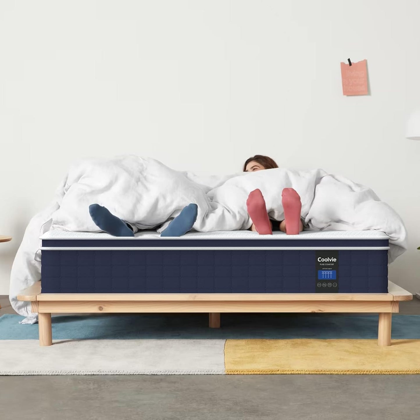 Coolvie Queen Mattress Firm, Strong Coils Hybrid Mattresses for Extra Lumbar & Hip Support, Cooling Knit Fabric Cover- CertiPUR-US® Certified Foam/ 80x60x12, 12 Inch Mattress Queen Size in a Box