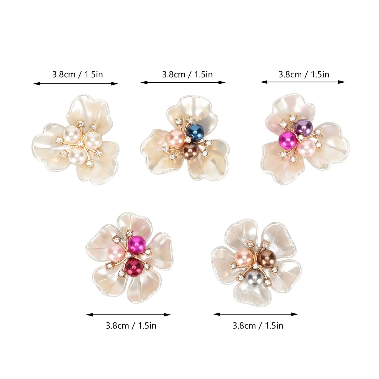 FILFEEL 20Pcs Elegant Faux Pearl Flat Flower Embellishments for Jewelry and Clothing Decoration, Crafting Supplies