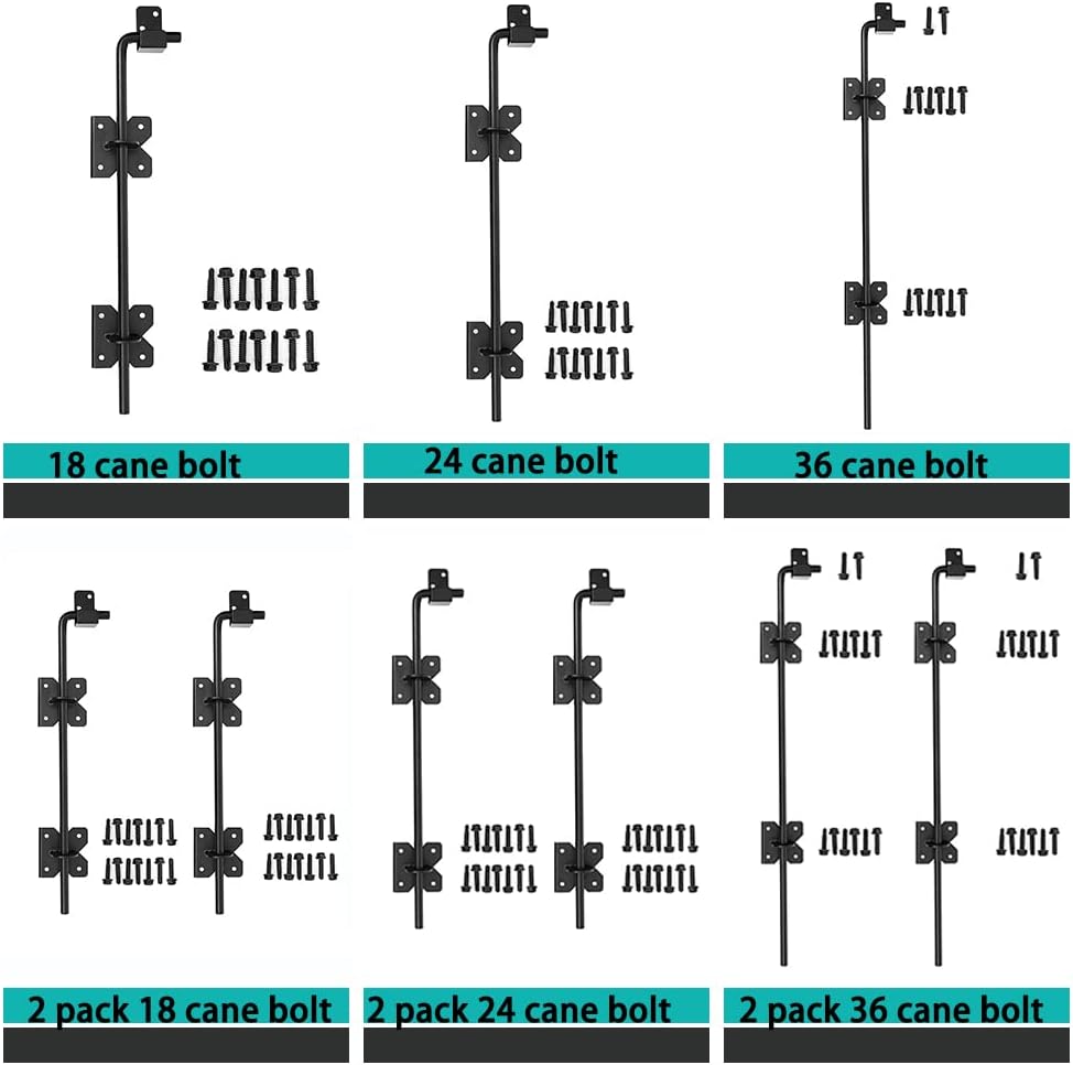 Heavy Duty 36 inch Cane Bolt Drop Rod Gate Drop Pin Steel Material -2 Pack mainly for Double Open Door