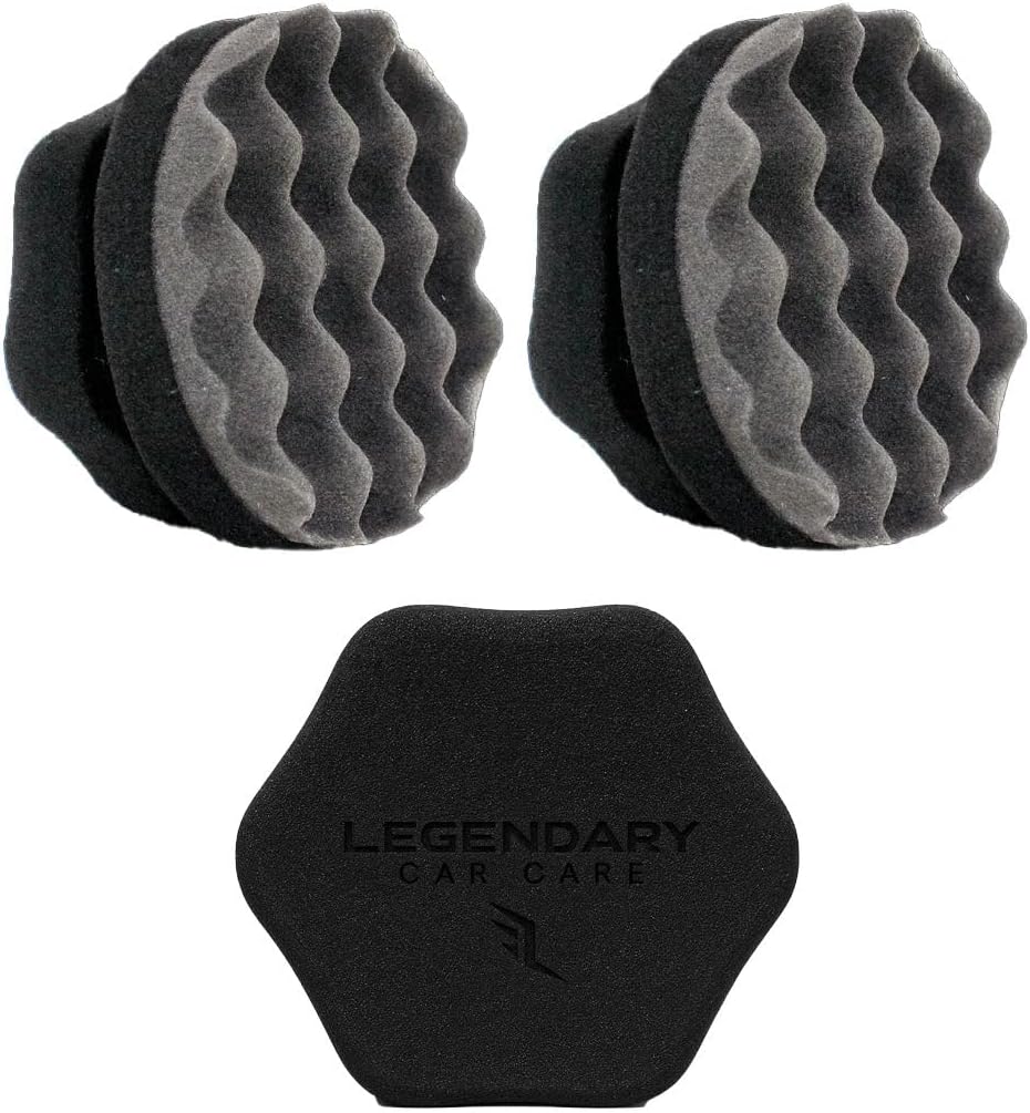 Legendary Tire Shine Applicator Pad (3 Pack) - Hex Grip Reusable Applicator Pads for Polishing - Detailing Sponge for Tire Dressing & Gel - Car Detailing Supplies for Vinyl, Rubber & Trim