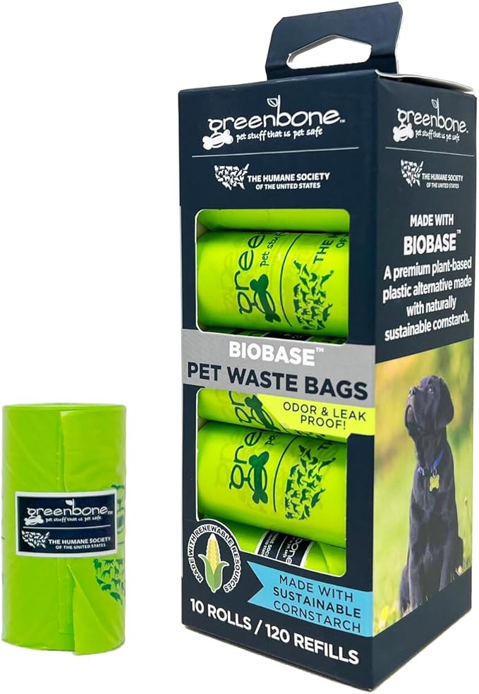 Greenbone The Humane Society Biobase Pet Poop Bags - 10 Rolls - 120 Refills