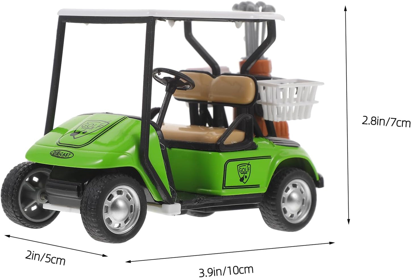LOGOFUN Mini Golf Cart Miniature Golf Cart Model Toy 1:36 Scale Golfcart Pullback Vehicle for Dollhouse Cake Toppers Decorations - Green