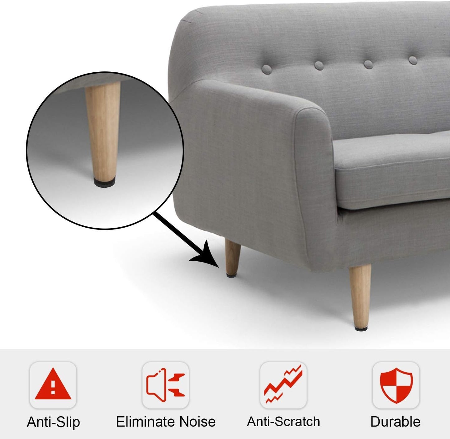 Yelanon Non Slip Furniture Pads -8pcs 4" Furniture Grippers Hardwood Floors, Non Skid for Furniture Legs,Self Adhesive Rubber Furniture Feet, Anti Slide Floors Protectors for Keep Couch Stoppers