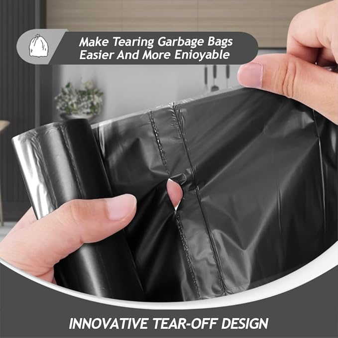 2 Gallon 180 Counts Small Strong Black Trash Bags Garbage Bags by Teivio,Small Waste Basket Liner, Bathroom Trash Can Bin Liners, Plastic Bags for home office kitchen,Black