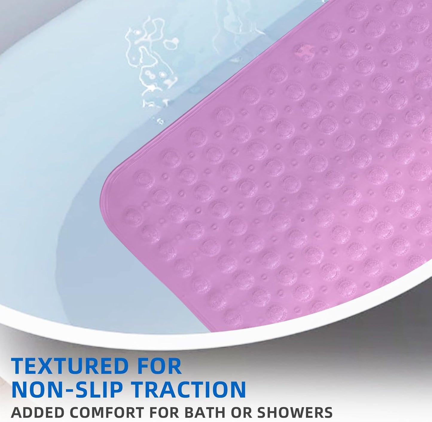 ZHICHENG Bath Mat - Shower Mat Non Slip - Long 31.88 x 15.74 Inch Bathroom Mats for Tub Nonslip - Anti Slip Bathmats - Bathtub Mat Non Slip with Massage Particles (Transparent Pink)